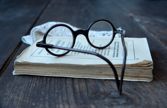 Antique eyeglasses, Antique round brown eyeglasse… - image 3