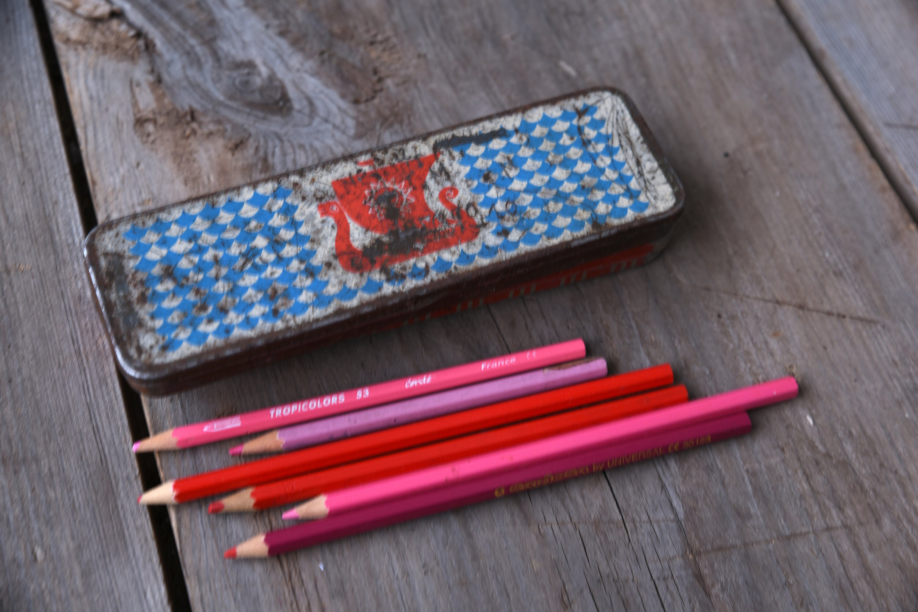 Vintage pencil box School pencil box Pen case with lid Etsy