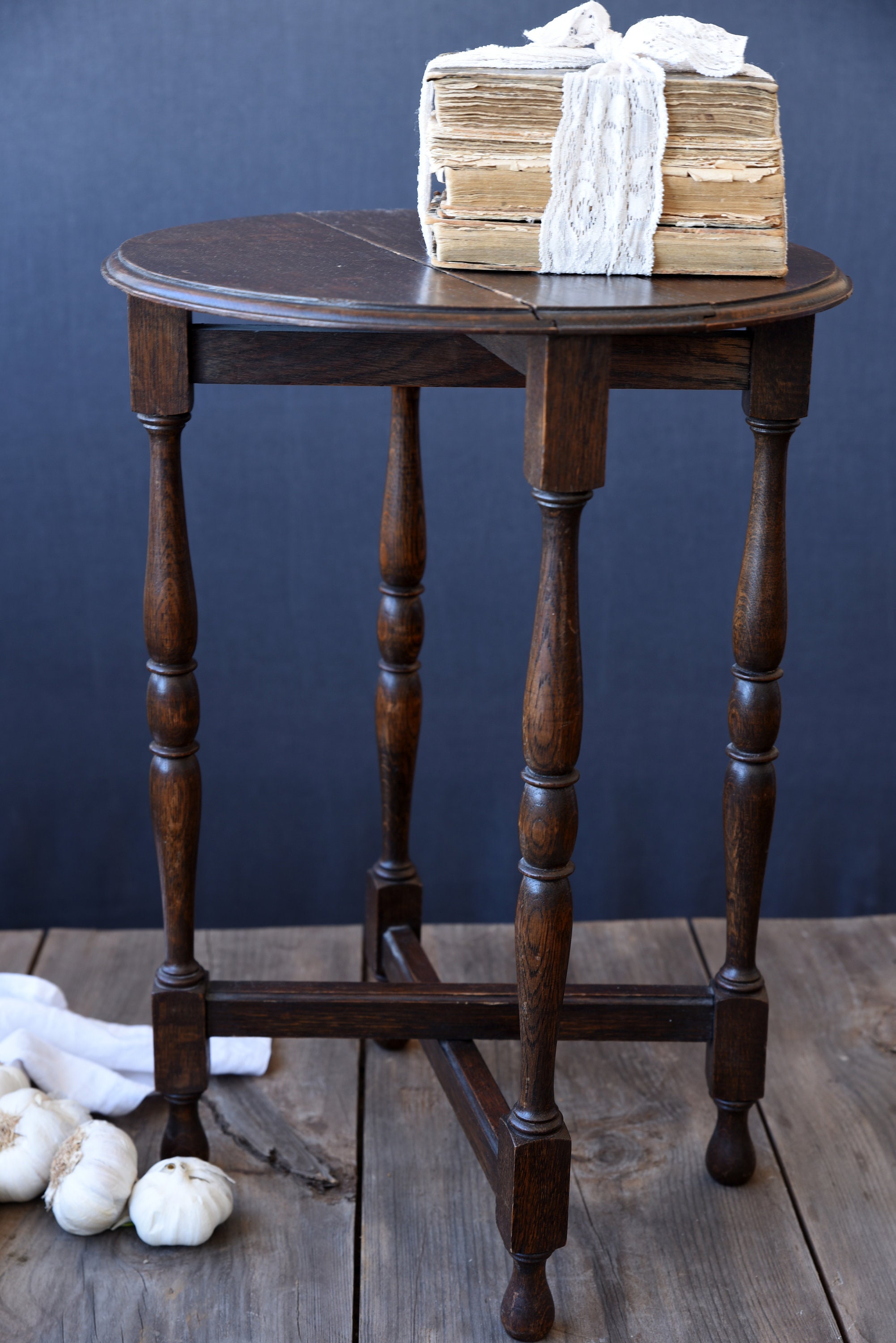 Antique gate leg table Folding table Table with criss Etsy