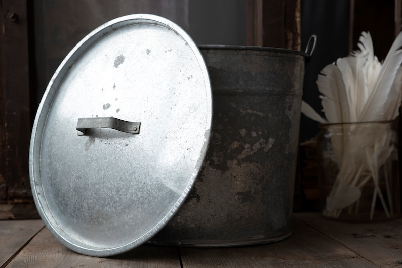 Vintage Bucket Galvanized Bucket Zinc Tub Galvanized Etsy