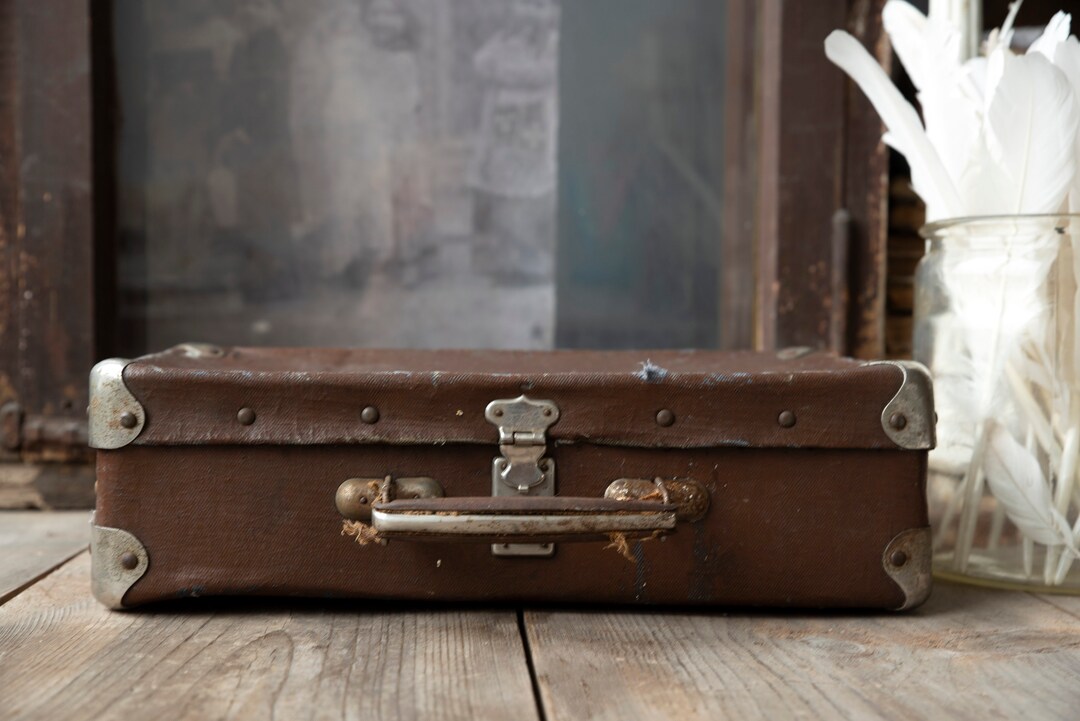 Vintage Suitcase, Large Suitcase, Cardboard Suitcase, Briefcase, Old