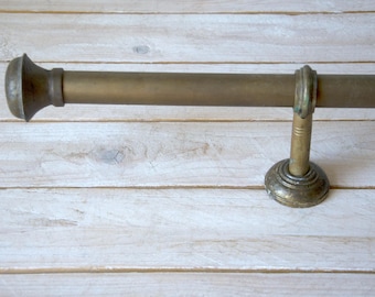 Antique Copper Curtain Rod with Finials – Vintage Window Hardware – Rustic Farmhouse Decor – French Country Style – Adjustable Curtain Pole