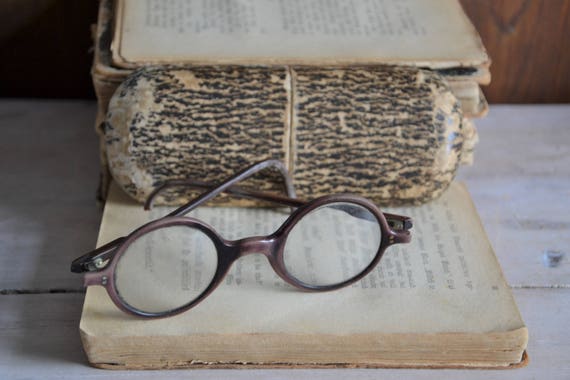 Antique eyeglasses, Antique round brown eyeglasses