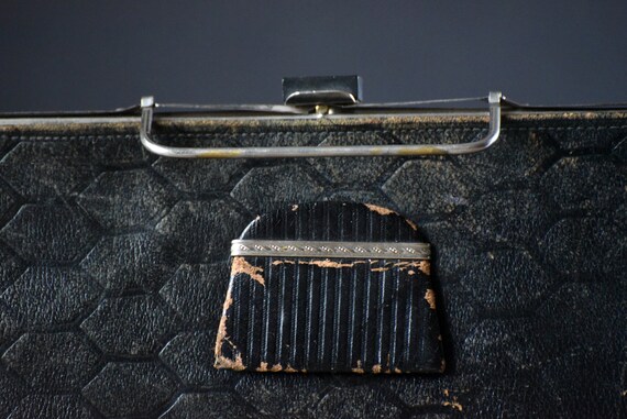 Antique handbag, Rectangular leather handbag, Vin… - image 9