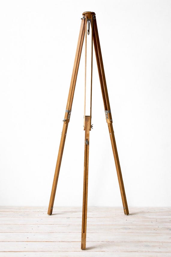 Vintage Wooden Tripod With Telescoping Legs – Industrial Photo