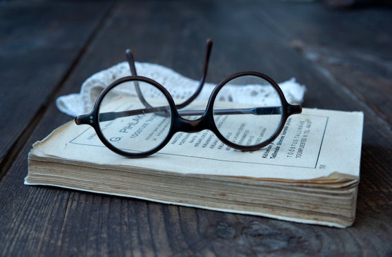 Antique eyeglasses, Antique round brown eyeglasse… - image 5