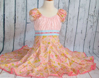 Party Dress Summer Dress Rotating Dress Back to School Elodie Pink Flowers 122/128