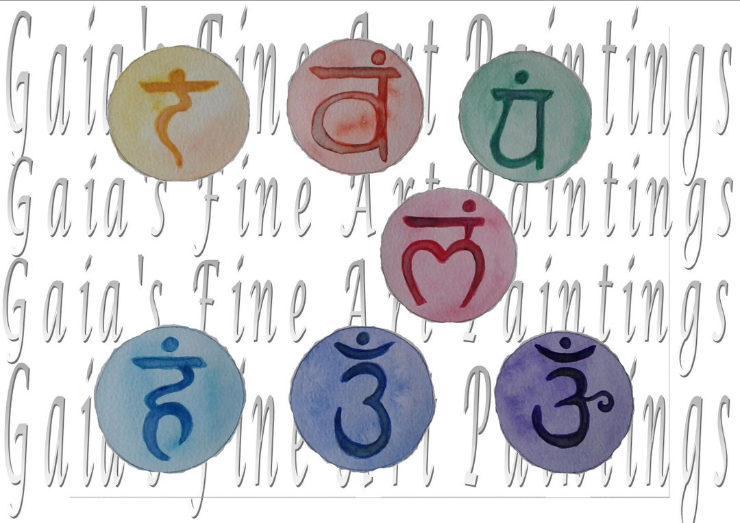 Sanskrit Clipart Chakra Art Digital Watercolor Images Rainbow Etsy