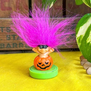 Vintage Russ Halloween Troll Rubber Stamper Mini Masked Troll in Jack O Lantern 1990s Trick Or Treat