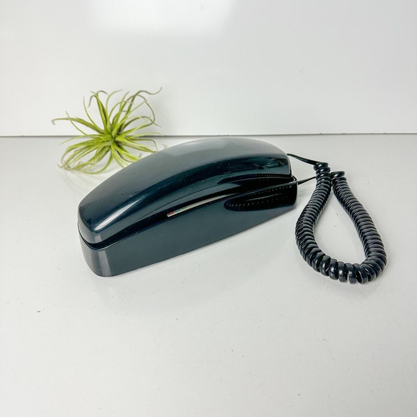 Vintage 1980s Black Trimline Telephone Push Button Phone Retro Landline Home Decor