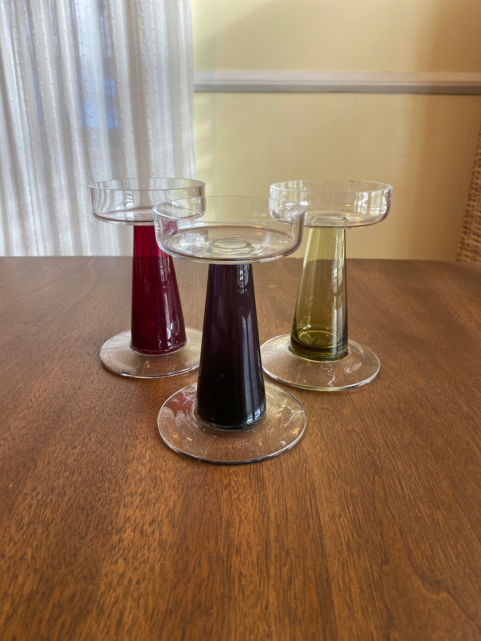 Italian Vintage Colored Glass Candle Holders / Set of 3 / Etsy
