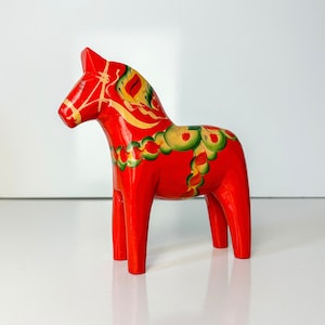Swedish Dala Horse Orange 7”High Hand Painted Traditional Scandinavian Folk Art Toy Home Decor