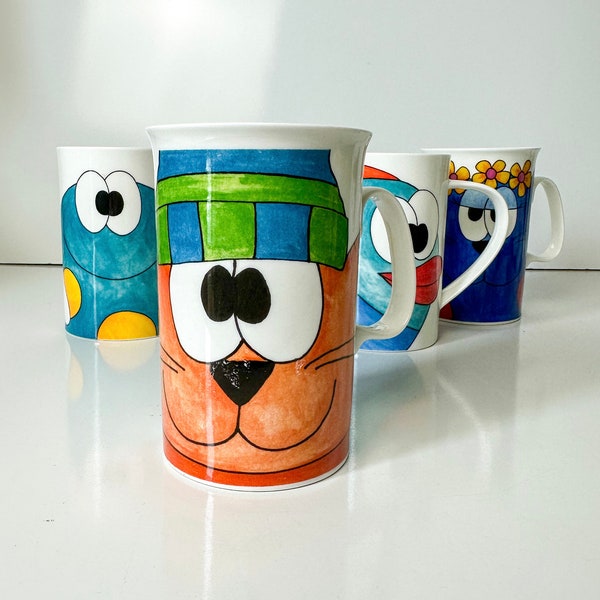 Vintage 1990s Dog Face Mug Dunoon Mog Shot Face Tea Cup Sarah Mercer England