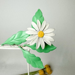 Ganchos de pared decorativos vintage italianos de metal con diseño de margaritas para abrigos y sombreros (6 unidades)