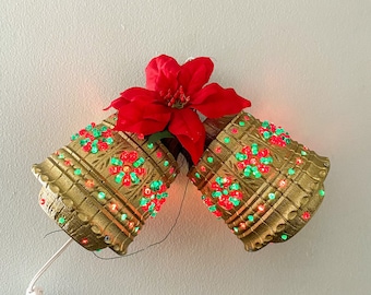 Vintage LAWNWARE Patio Lights Christmas Kitsch Illuminated Bells 1970s Retro Decor