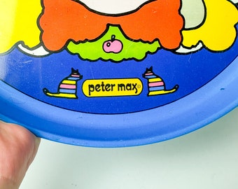 Peter Max Happy Metal Tray 1960s Pop Art Original