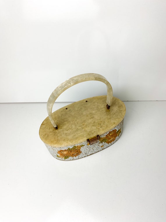 Lucite Purse Embroidery and Beaded Lucite Box Pur… - image 6