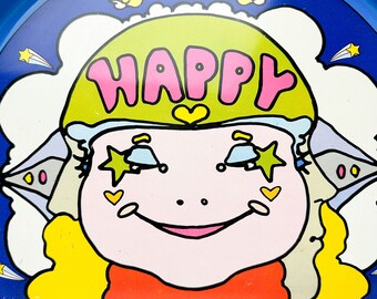 Peter Max Happy Metal Tray 1960s Pop Art Original