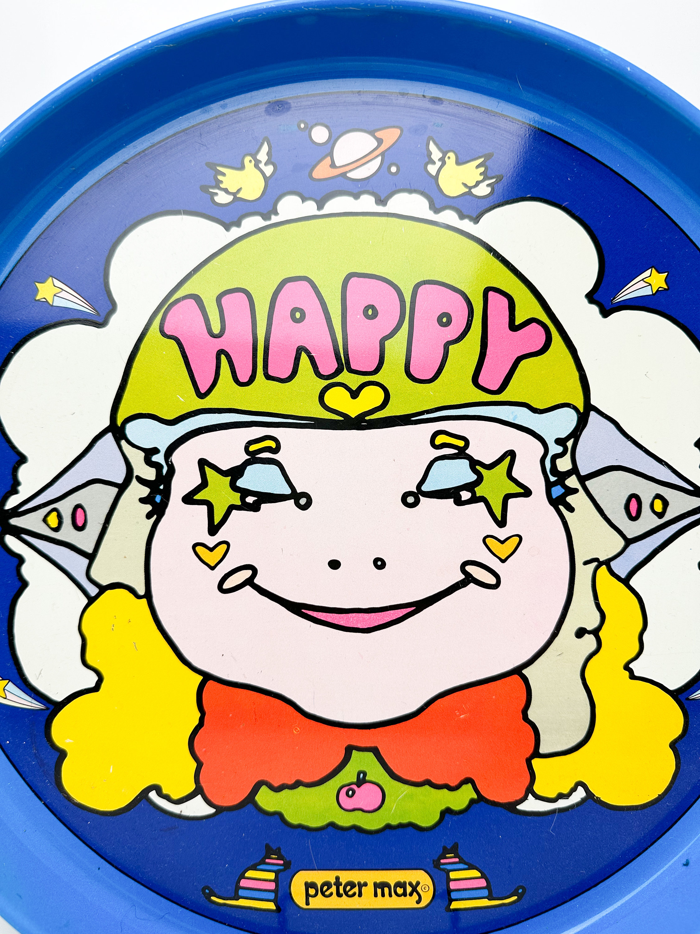 Peter Max Happy Metal Tray 1960s Pop Art Original Psychedelic Art