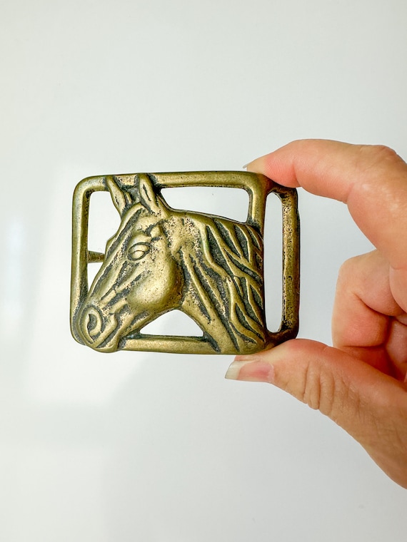 Vintage Horse Solid Brass Belt Buckle