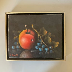 Original Still Life Oil Painting Fruit Still Life Oil on Canvas Framed Fruit Art Wall Decor L. Pinelli Signed
