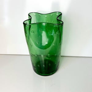 Vase bullicante bullicante vintage en verre d'art vert de Murano, Italie années 1970