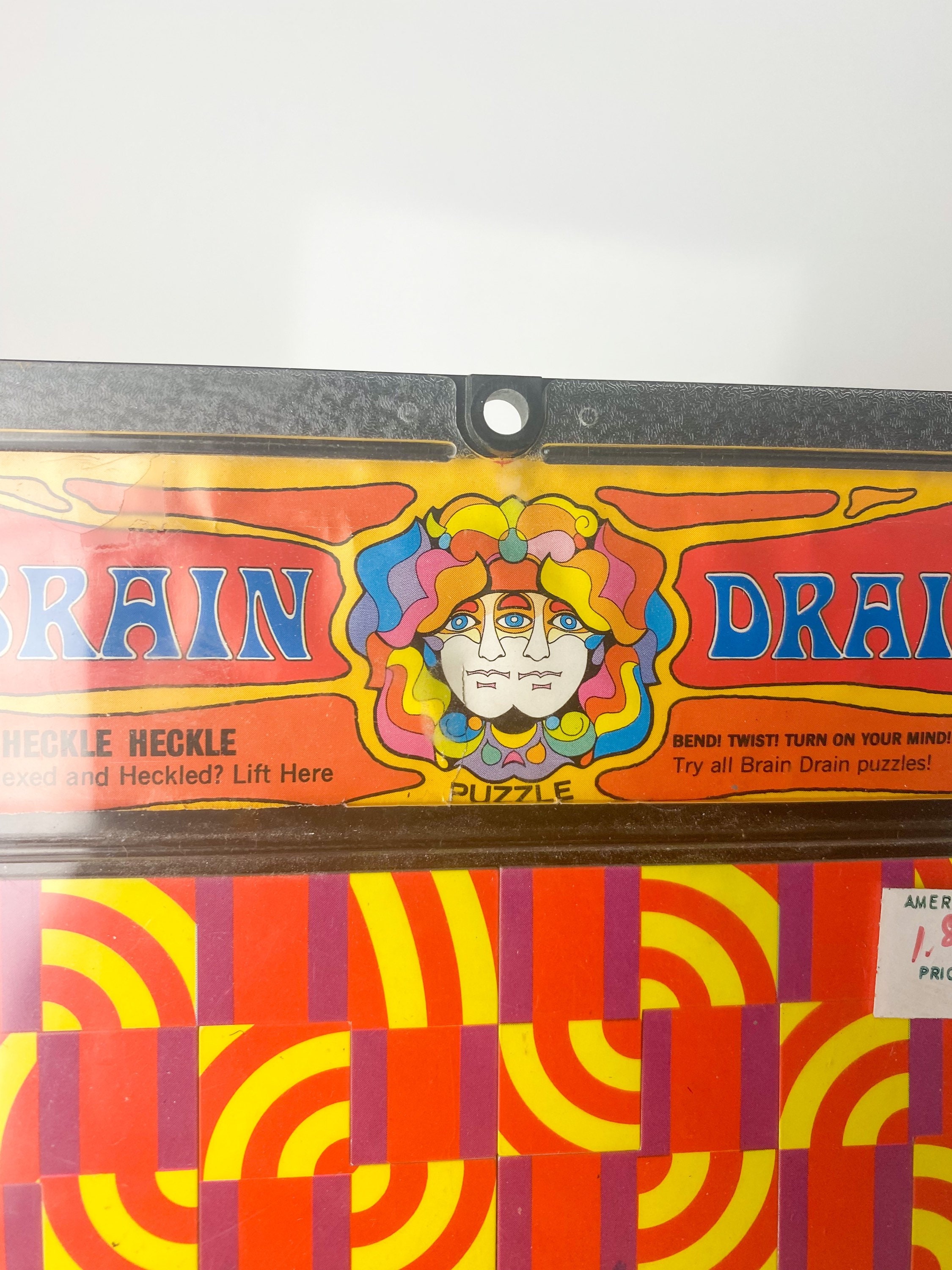 Vintage 1969 Mattel Brain Drain Puzzle Game NOS Retro Graphics Mid