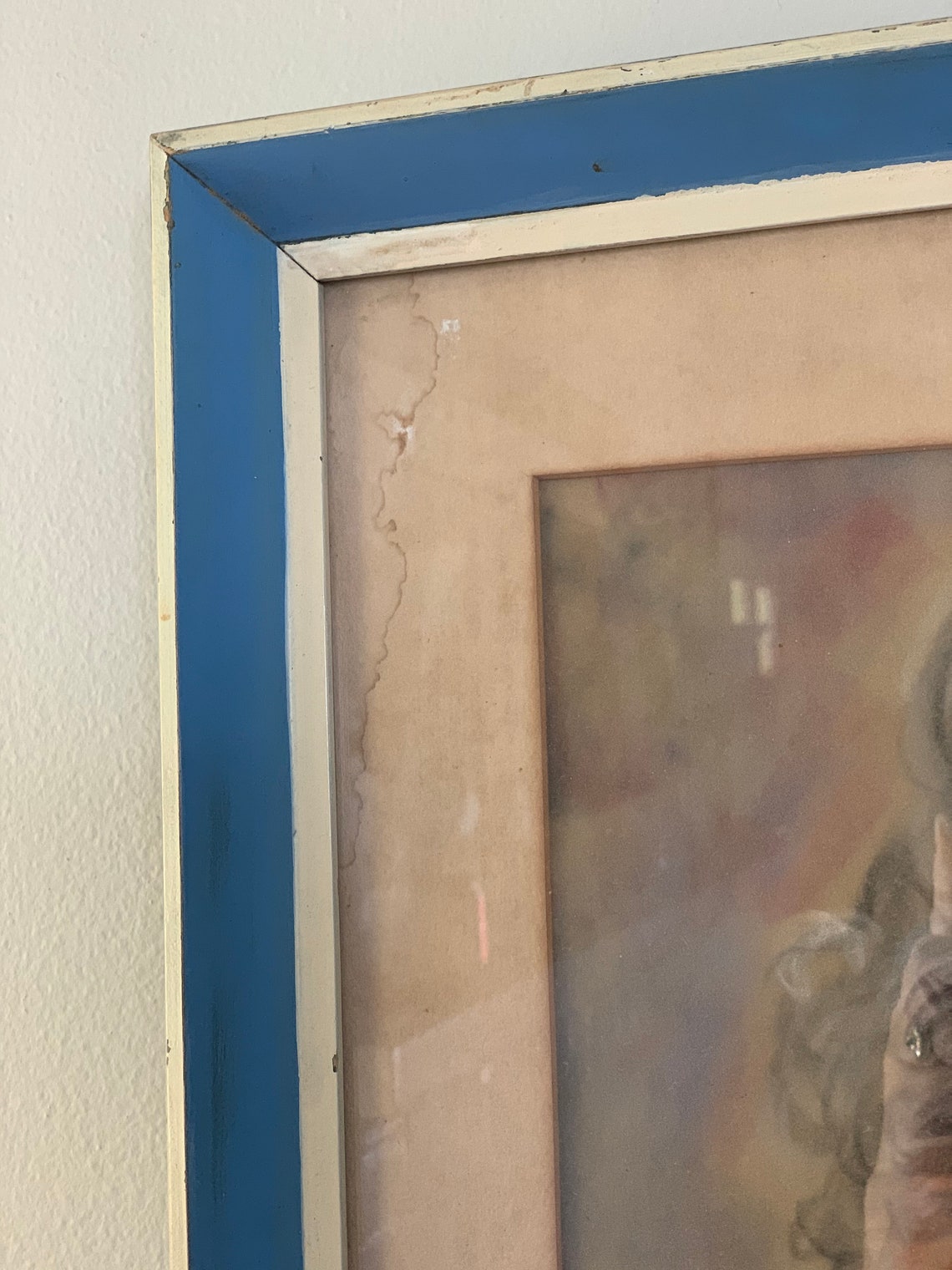 Vintage Chalk Art Portrait / Signed Art / Portrait of Woman / Etsy