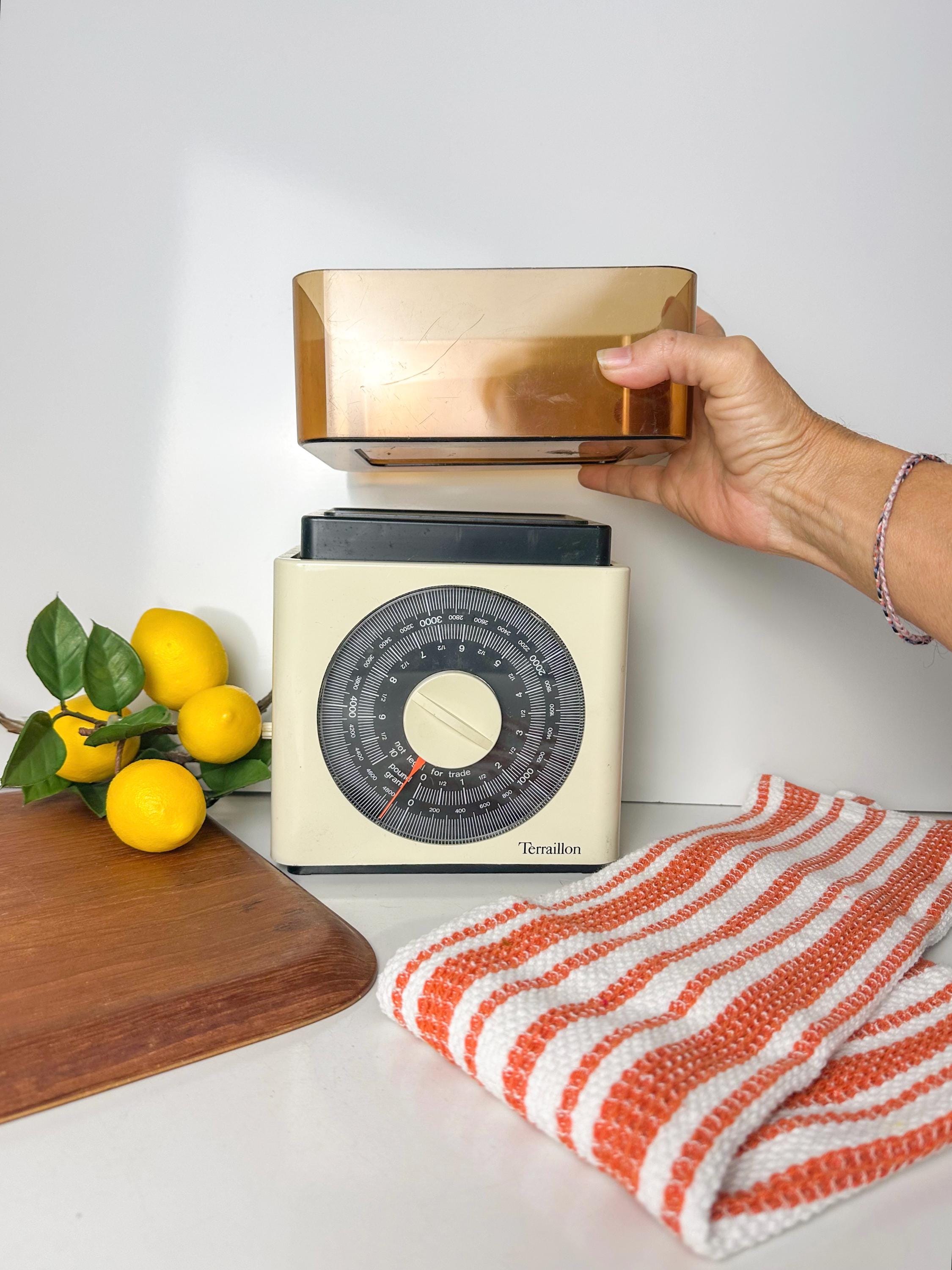 Vintage Terraillon Kitchen Scale: Cream & Amber, Mid-century