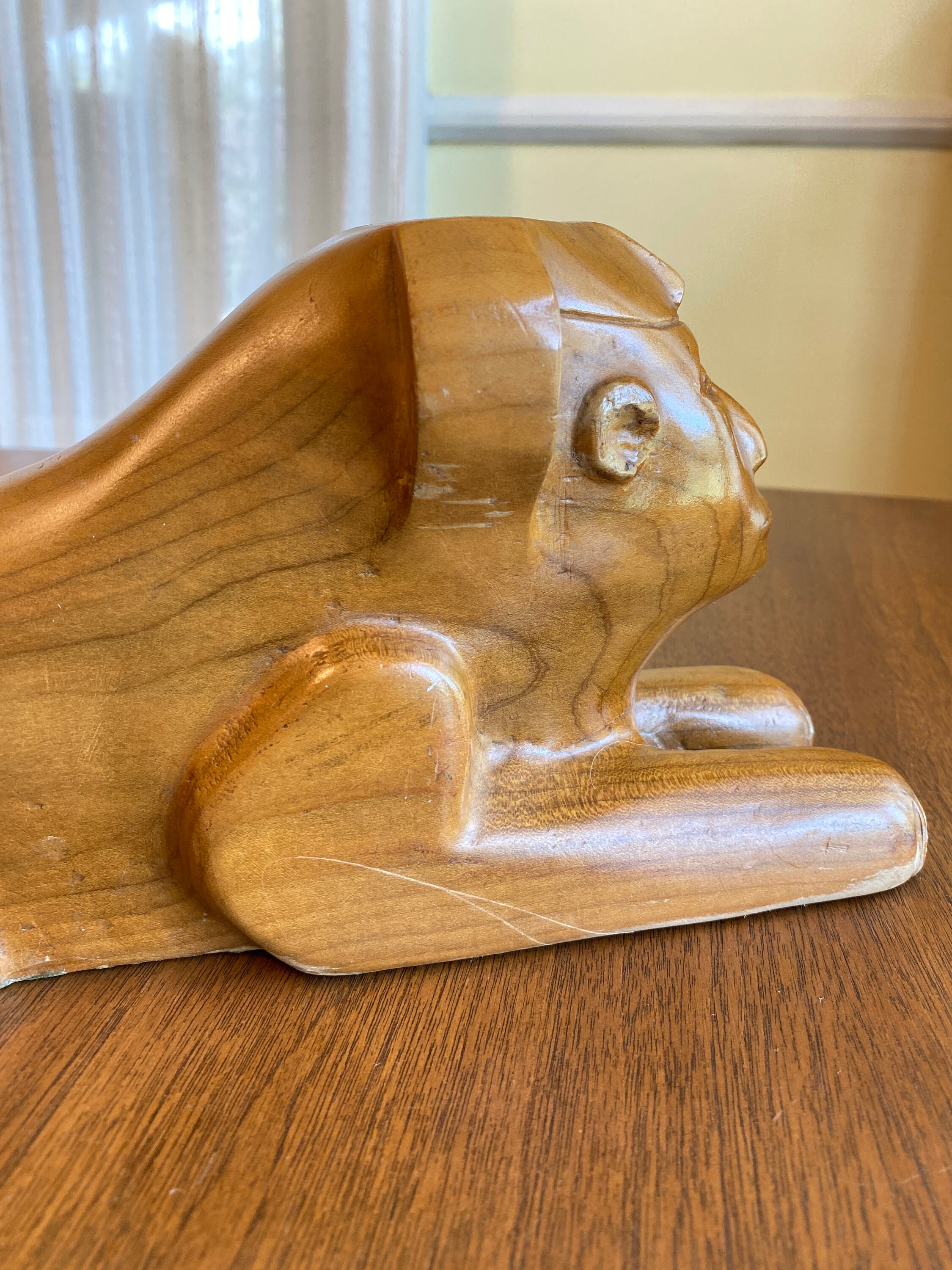 Vintage wood Hand Carved Sphinx / Sculpture / Egyptian / Etsy