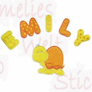 Schildkröte und Buchstabe Applikation Aufnäher Name Stoffbuchstaben Flicken Patch Button zur Schultüte Schulkind Einschulung Junge Mädchen