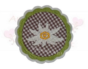 Aufnäher Bügelbild EDELWEISS Blume Kinder grün 5,3x4cm Patch