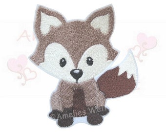 Fuchs Applikation Aufbügler Aufnäher fox patch bügelbild stickapplikation braun beige