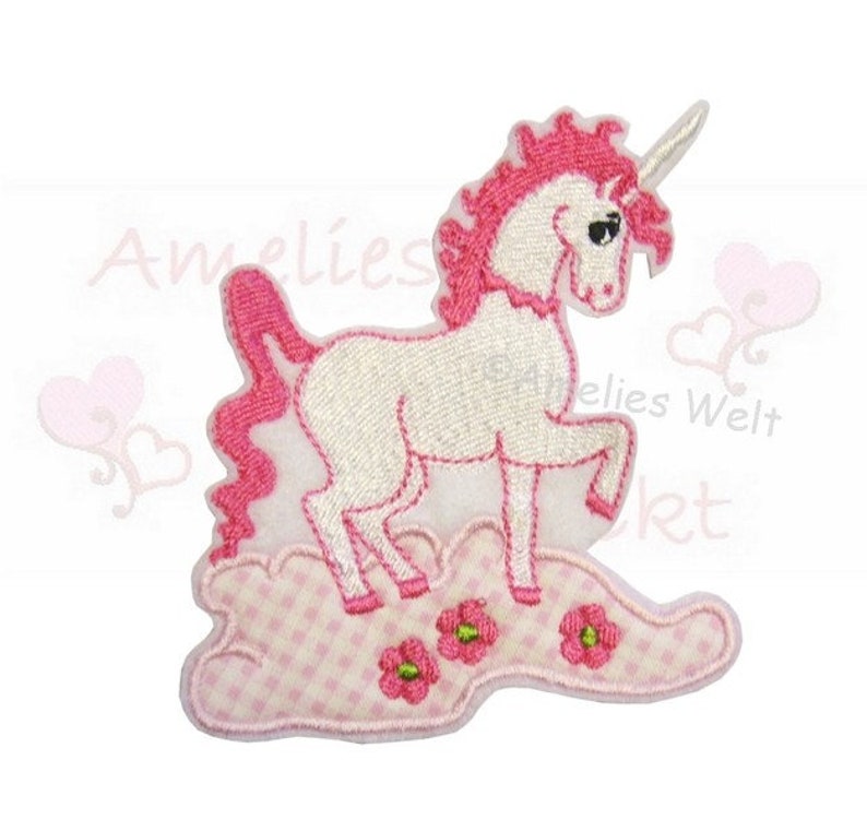 Unicorn application appliqué Patch Pink White image 1