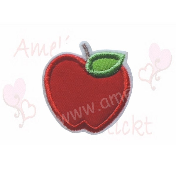 Apfel   Applikation   Aufbügler bügelbild patch obst früchte applique aufnäher stickerei