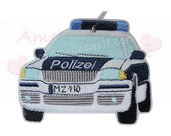 Polizei Applikation Aufnäher Sticker Bügelbild Handmade für Kinder Patch Auto