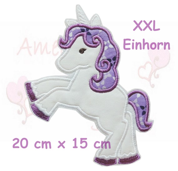 Einhorn XXL Applikation Aufbügler Aufnäher aufbügler stickapplikation weiß pink