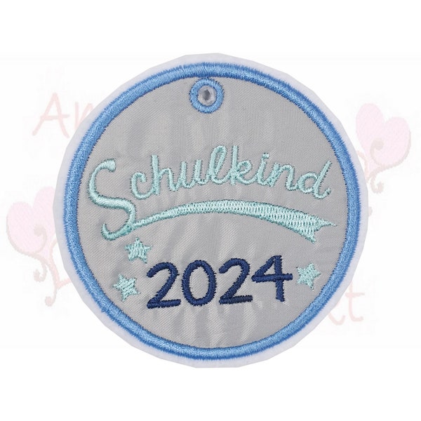 Schulkind 2024 - Reflektor Anhänger - gestickt