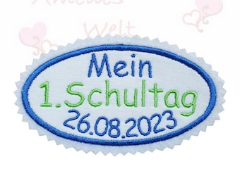 Applique/Patch Schoolchild Button with Date School Cone Patch First Day of School Boys Girls