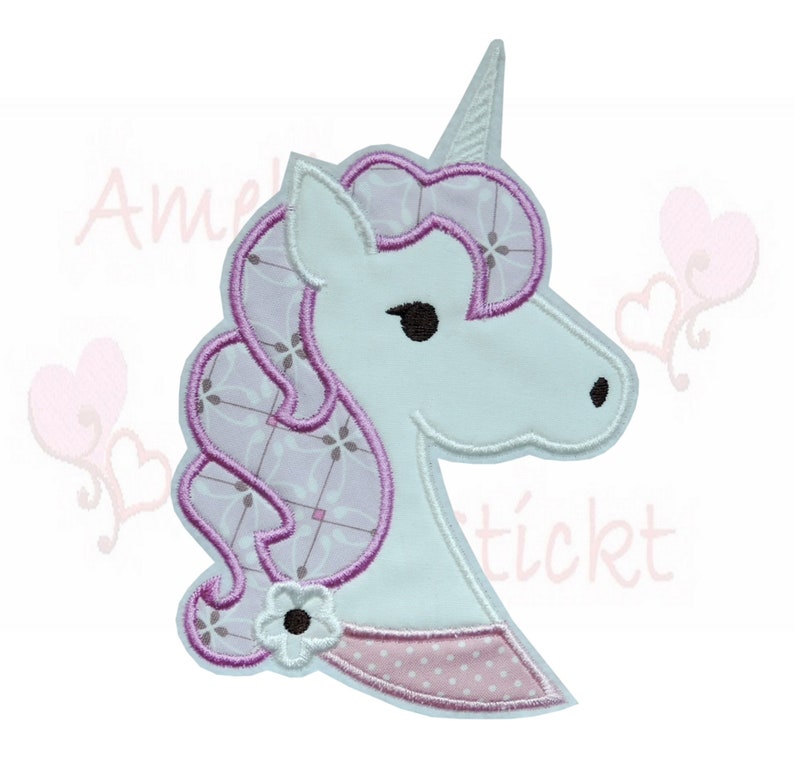 Patch application unicorn head in 2 sizes Embroidered applique ironing for children image 1