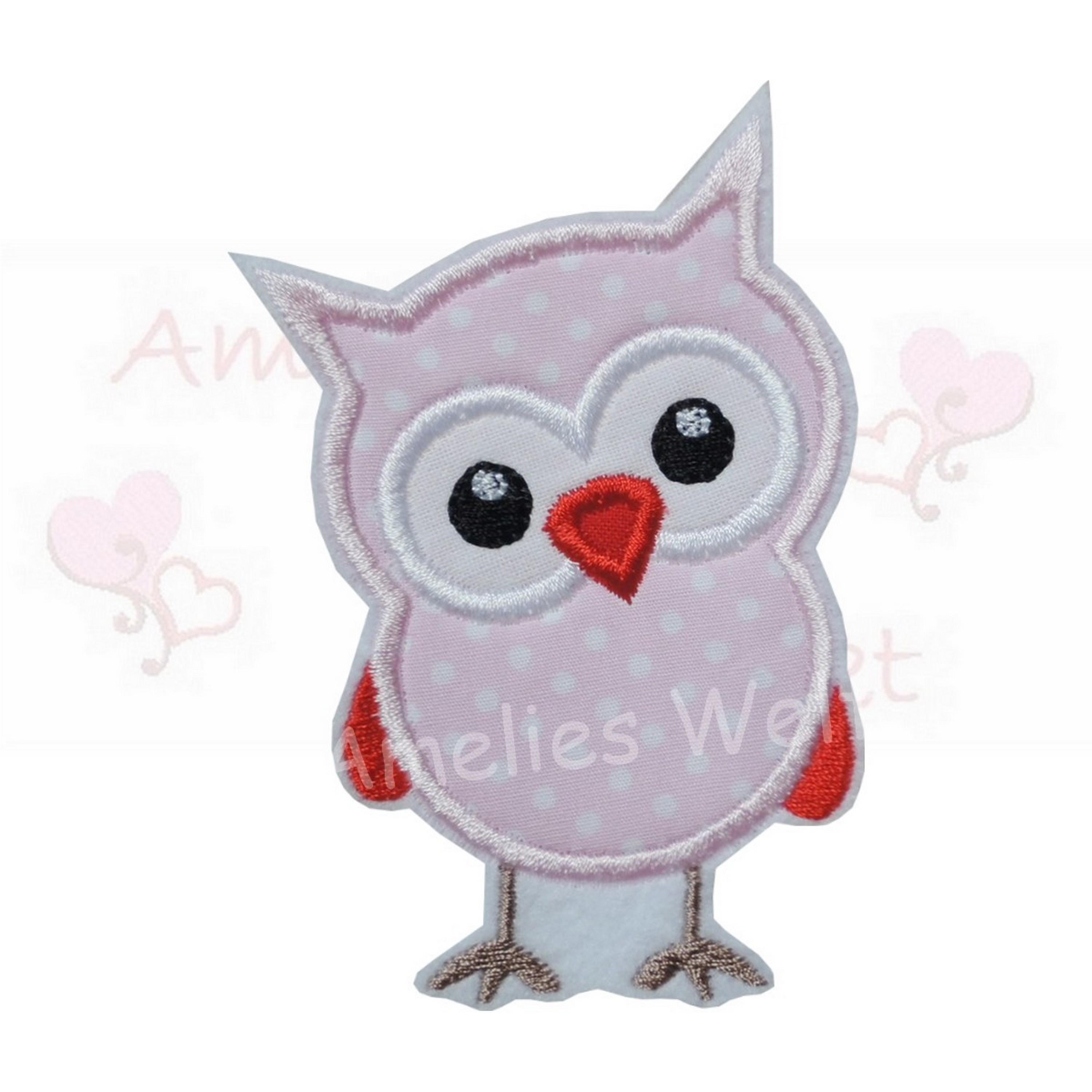 Patch/Applikation/Aufn&auml;her/B&uuml;gelbild/ Eule - 10,0m x 6,0cm - Stoffapplikation owl uhu kaut