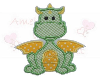 Patch dragon in 3 sizes application iron-on patch green yellow embroidered fabric application made of fabric