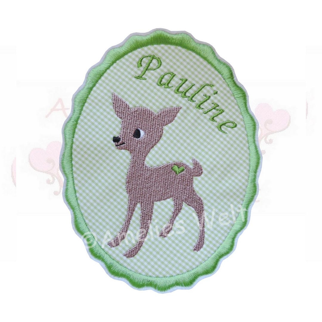 Bügelbild Bambi Mit Schmetterling – 6,4x7,2 Cm, Gestickte Applikation Zum Aufbügeln Oder Aufnähen
