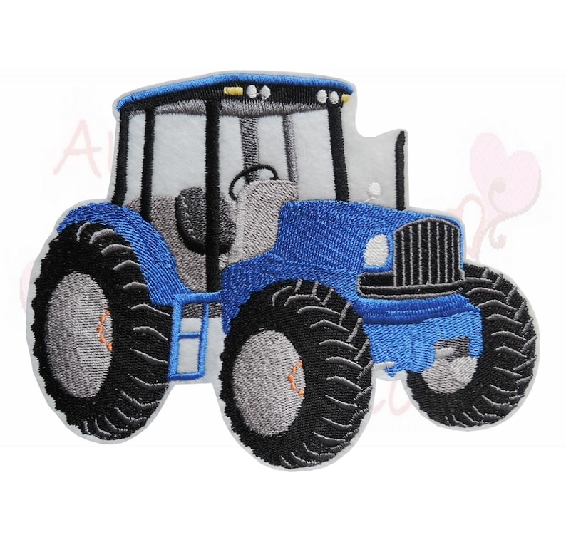 XL Tractor Trekker patch blue for ironing application ironing image embroidery applique application stick application patch image 1