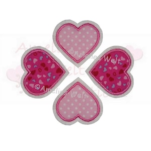 Hearts Heart Patch Application Iron-On Image in Set 4 Pieces Embroidered Felt Patch