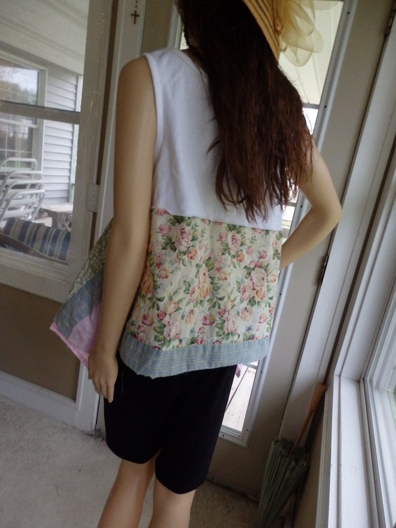 Boho Tunic 1 X Lagenlook Tops Boho Hippie Plus Size Tops Sleeveless Floral Shabby Chic