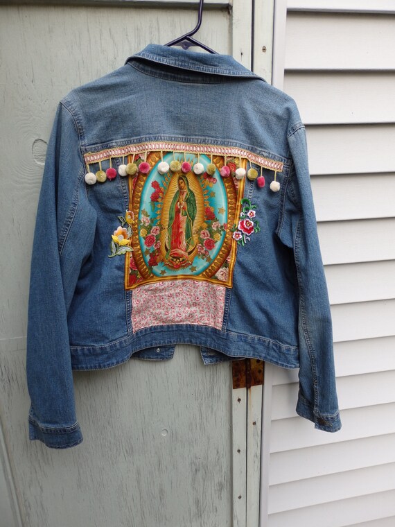 Virgen de Guadalupe Denim Blazer Jean Jacket Virgin Mary | Etsy