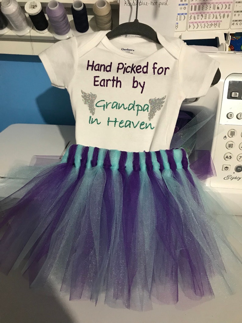Hand picked for earth by grandpa in heaven tutu set