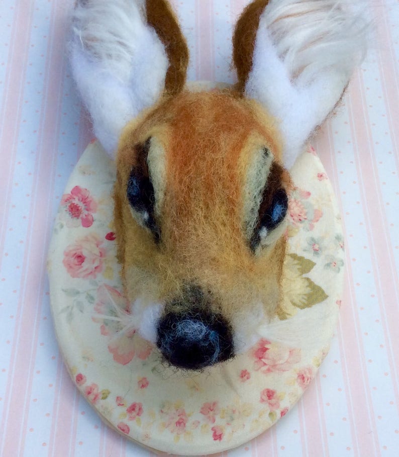 Needle Felt Deer Fawn Head Wall Plaque Sculpture Etsy