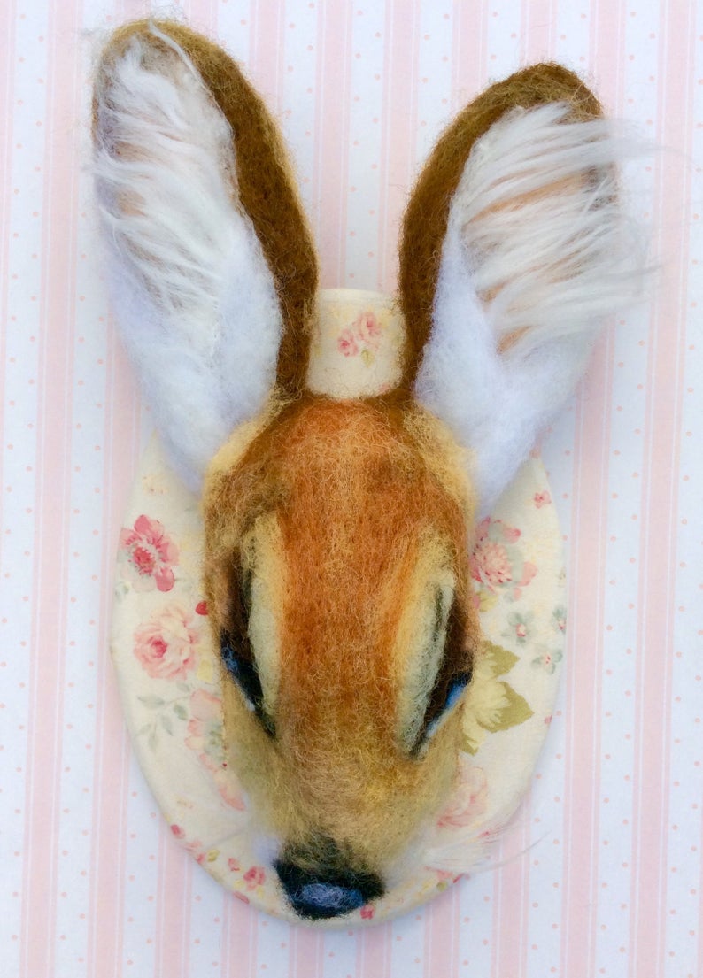 Needle Felt Deer Fawn Head Wall Plaque Sculpture Etsy